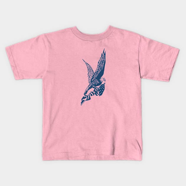 Vintage Bald Eagle Flying with American Flag Kids T-Shirt by CoffeeandTeas